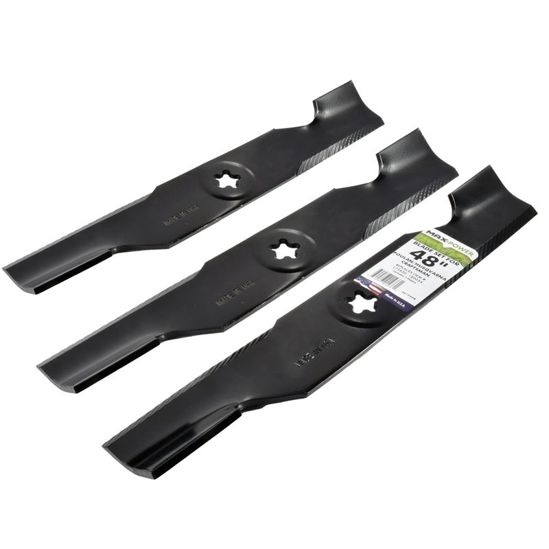 MaxPower 561735B 3 Blade Set for Many 48 in. Cut Craftsman, Husqvarna, Poulan Mowers Replaces OEM #'s 173920, 180054, 532180554, 575938201, PP24005 - Image 2